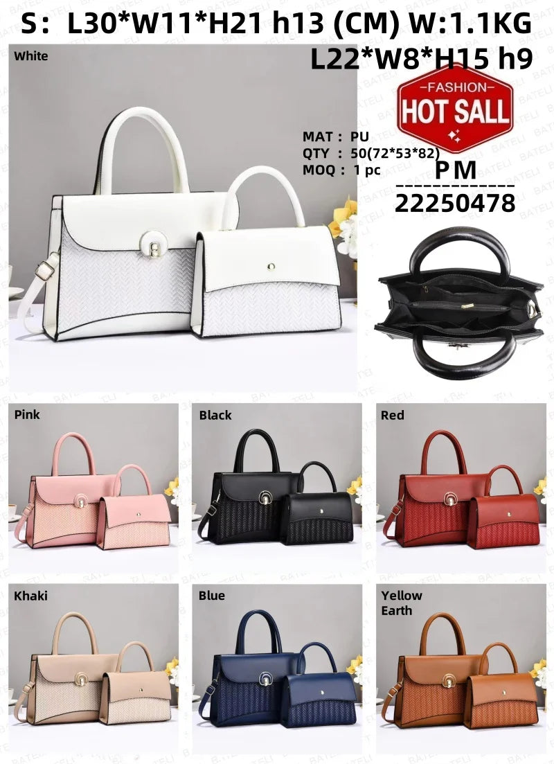 Ensemble Sacs à Main Femme 2025 – 3 Pièces en PU avec Fermeture Zippée et Bandoulière